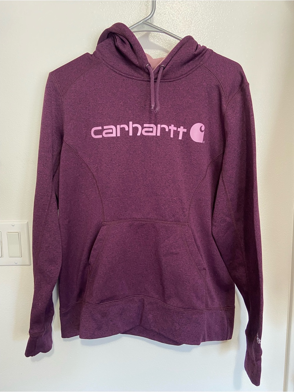 Carhartt Hooded Pullover in Dusty Rose with Gold Logo